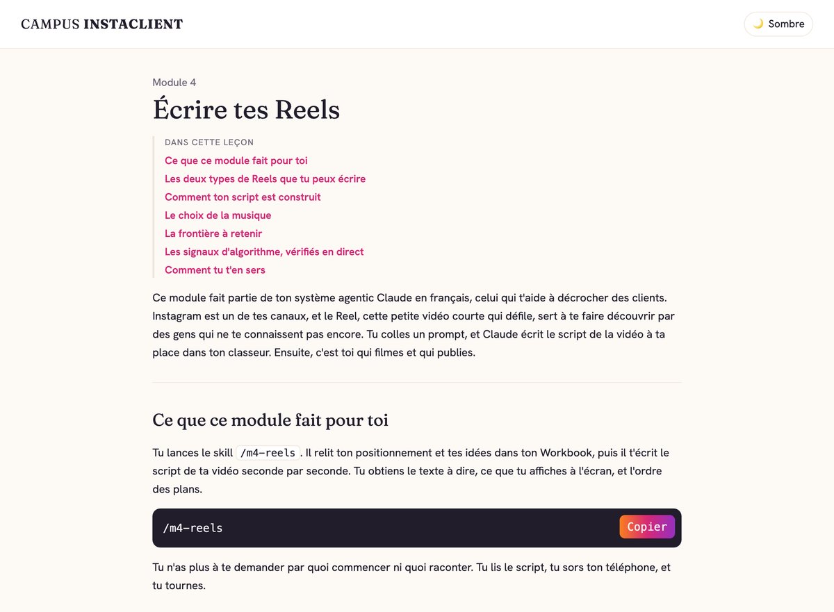 Le haut d'une leçon : le titre, le sommaire et les premiers repères, capture réelle